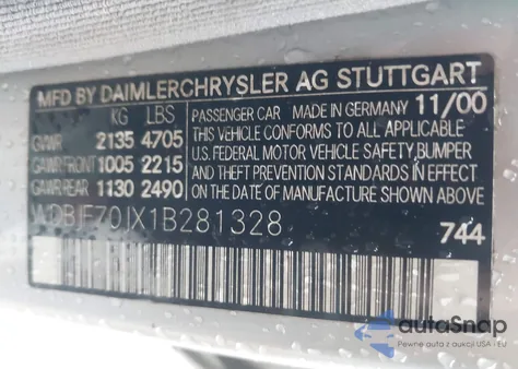 2001 Mercedes-Benz E 430 z USA, uszkodzony, nr VIN WDBJF70JX1B281328